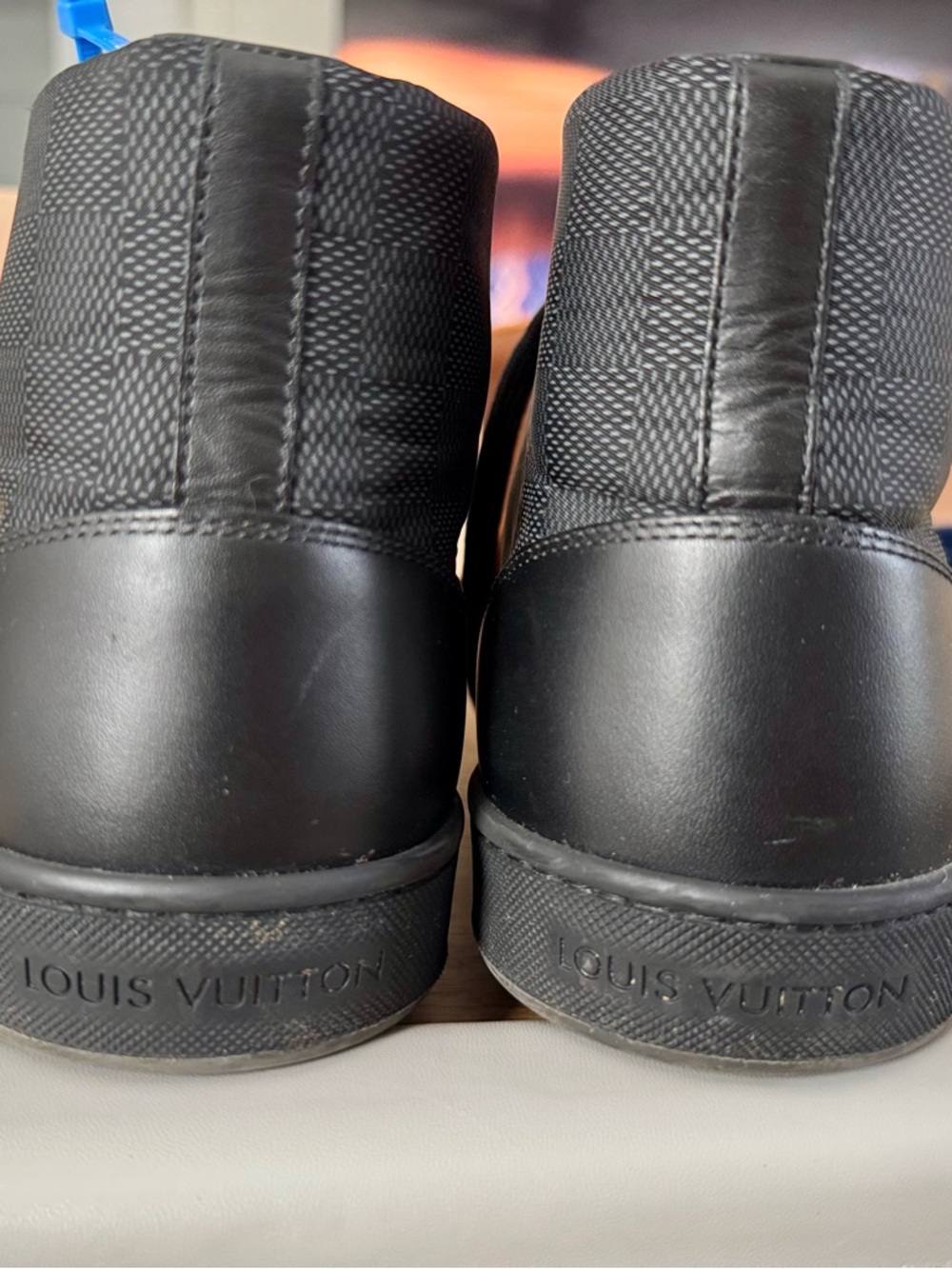 Louis Vuitton Men's Graphite Damier Black High-Top Sneakers - Picture 11 of 13